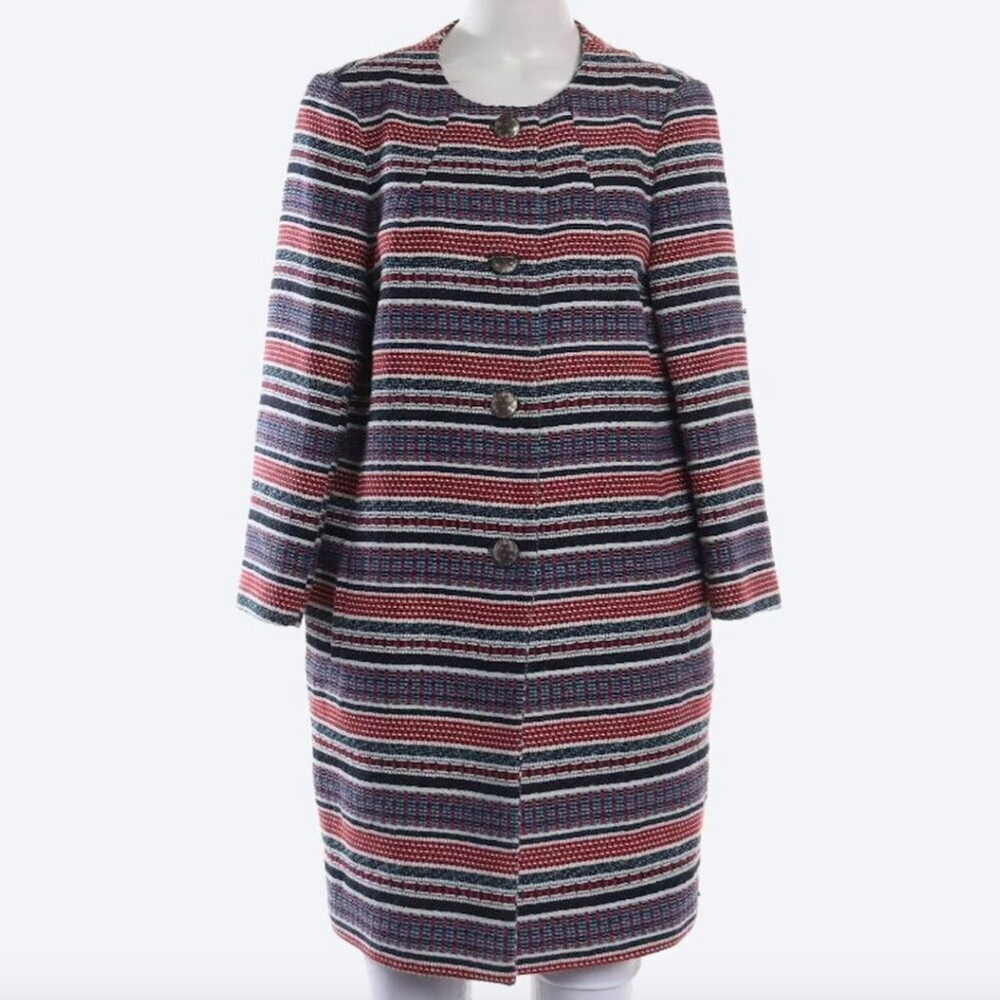 Tagliatore Multi-Colour Tweed Striped Coat, Sz 8/44, Blue Red White